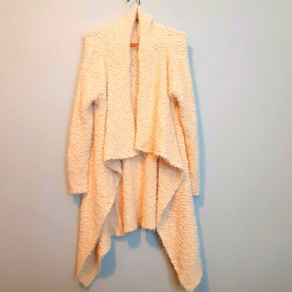 New COZY CASUAL Bouche White Cardigan Waterfall Sweater